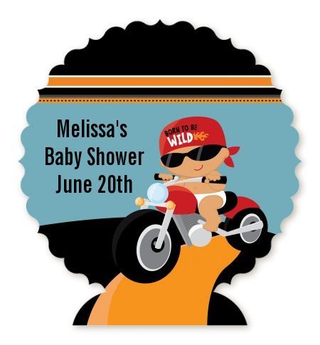  Motorcycle Baby - Personalized Baby Shower Centerpiece Stand Caucasian