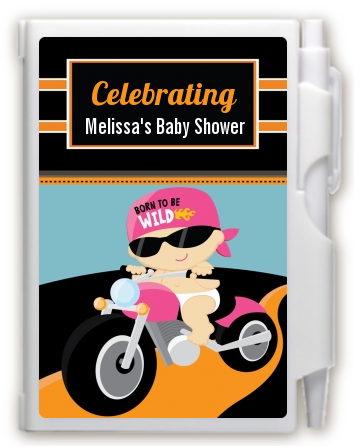 Motorcycle Baby Girl - Baby Shower Personalized Notebook Favor