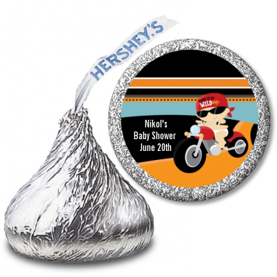 Motorcycle Baby - Hershey Kiss Baby Shower Sticker Labels