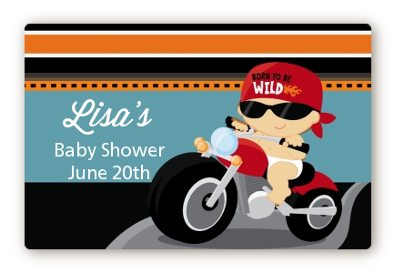 Motorcycle Baby - Baby Shower Landscape Sticker/Labels