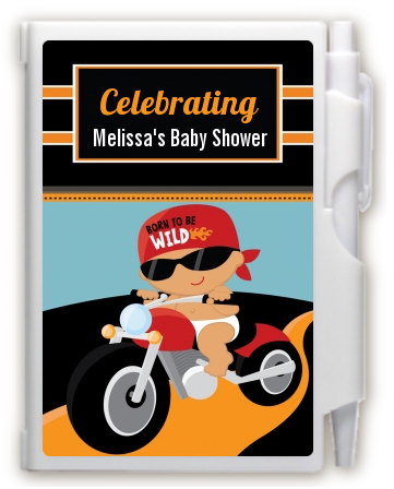 Motorcycle Hispanic Baby Boy - Baby Shower Personalized Notebook Favor