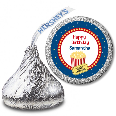 Movie Theater - Hershey Kiss Birthday Party Sticker Labels