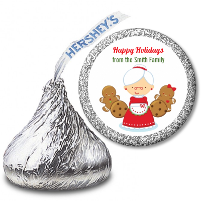 Mrs. Santa - Hershey Kiss Christmas Sticker Labels