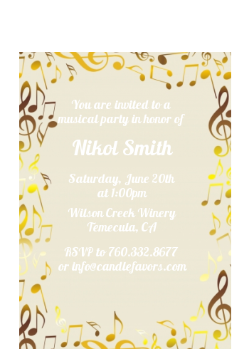  Musical Notes Black and White - Birthday Party Petite Invitations Black Red