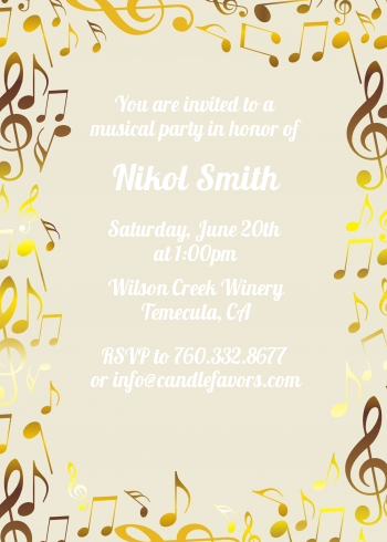  Musical Notes Black and White - Birthday Party Invitations Black Red