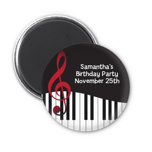  Musical Notes Black and White - Personalized Birthday Party Magnet Favors Option 1