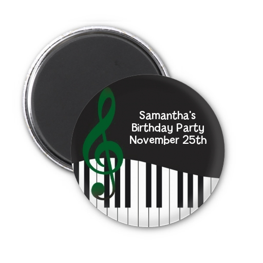  Musical Notes Black and White - Personalized Birthday Party Magnet Favors Option 1