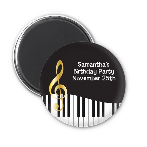  Musical Notes Black and White - Personalized Birthday Party Magnet Favors Option 1