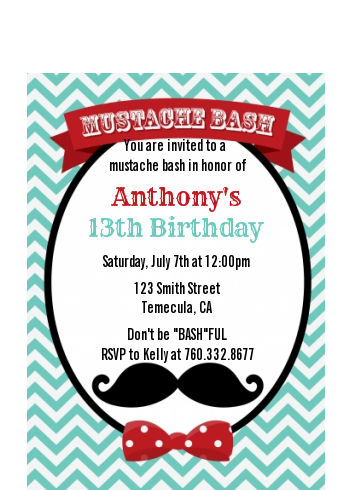 Mustache Bash - Birthday Party Petite Invitations