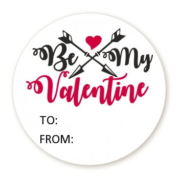  My Valentine - Round Personalized Valentines Day Sticker Labels Option 1