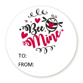  My Valentine - Round Personalized Valentines Day Sticker Labels Option 1