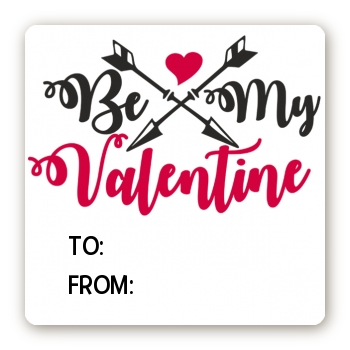  My Valentine - Square Personalized Valentines Day Sticker Labels Option 1