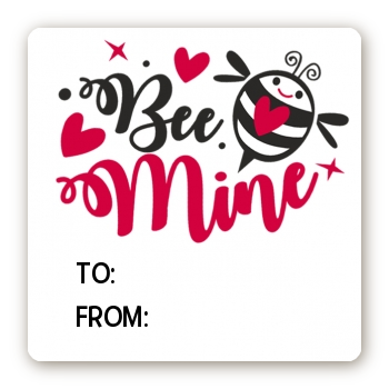  My Valentine - Square Personalized Valentines Day Sticker Labels Option 1