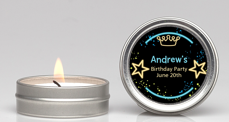  Neon Blue Glow In The Dark - Birthday Party Candle Favors Option 1