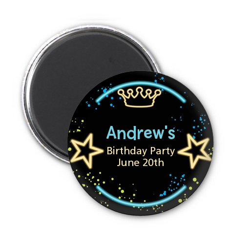  Neon Blue Glow In The Dark - Personalized Birthday Party Magnet Favors Option 1