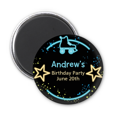  Neon Blue Glow In The Dark - Personalized Birthday Party Magnet Favors Option 1