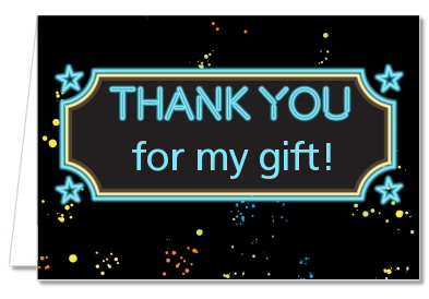 Neon Blue Glow In The Dark - Birthday Party Thank You Cards