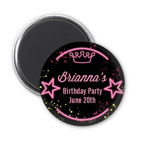  Neon Pink Glow In The Dark - Personalized Birthday Party Magnet Favors Option 1