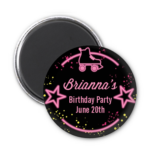  Neon Pink Glow In The Dark - Personalized Birthday Party Magnet Favors Option 1