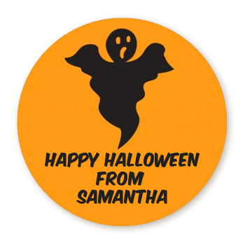  Neon Orange Halloween Theme - Round Personalized Halloween Sticker Labels Bats