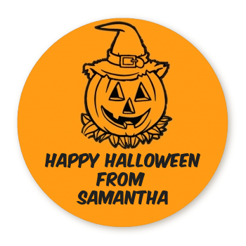  Neon Orange Halloween Theme - Round Personalized Halloween Sticker Labels Bats