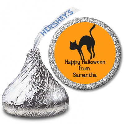  Neon Orange Halloween Theme - Hershey Kiss Halloween Sticker Labels Bats