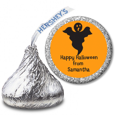  Neon Orange Halloween Theme - Hershey Kiss Halloween Sticker Labels Bats