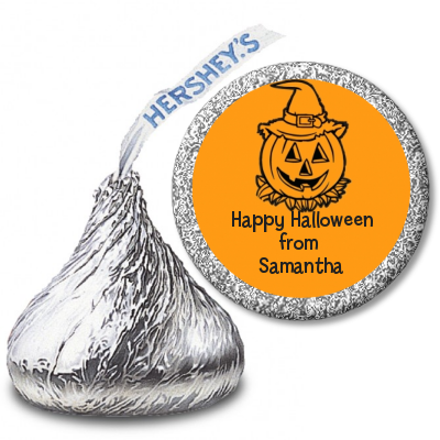  Neon Orange Halloween Theme - Hershey Kiss Halloween Sticker Labels Bats