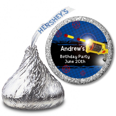 Nerf Gun - Hershey Kiss Birthday Party Sticker Labels