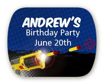 Nerf Gun - Personalized Birthday Party Rounded Corner Stickers