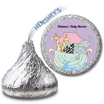 Noah's Ark Twins - Hershey Kiss Baby Shower Sticker Labels