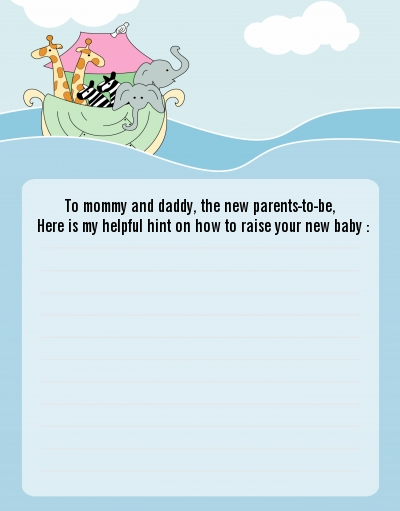 Noah's Ark Twins - Baby Shower Notes of Advice