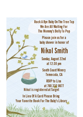 Nursery Rhyme - Rock a Bye Baby - Baby Shower Petite Invitations