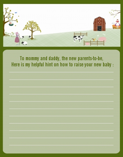 Nursery Rhyme - Baby Shower Notes of Advice