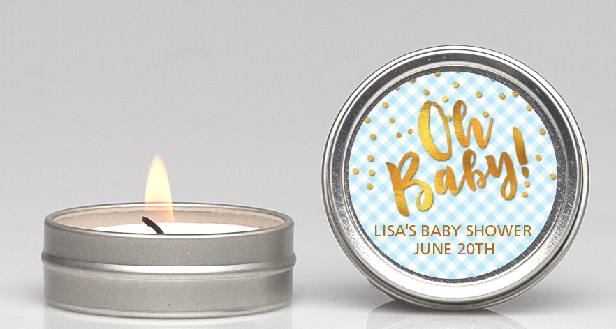  Oh Baby Shower Boy - Baby Shower Candle Favors Dots - Baby