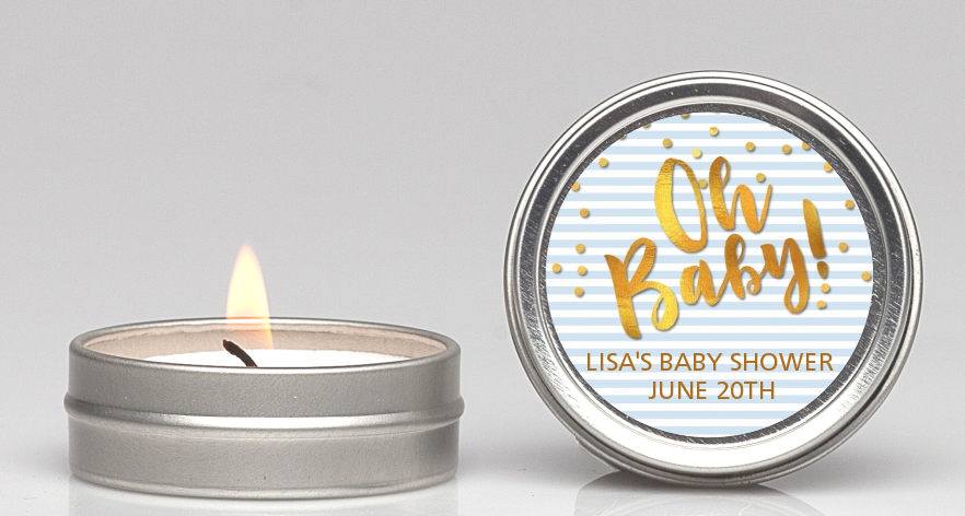  Oh Baby Shower Boy - Baby Shower Candle Favors Dots - Baby