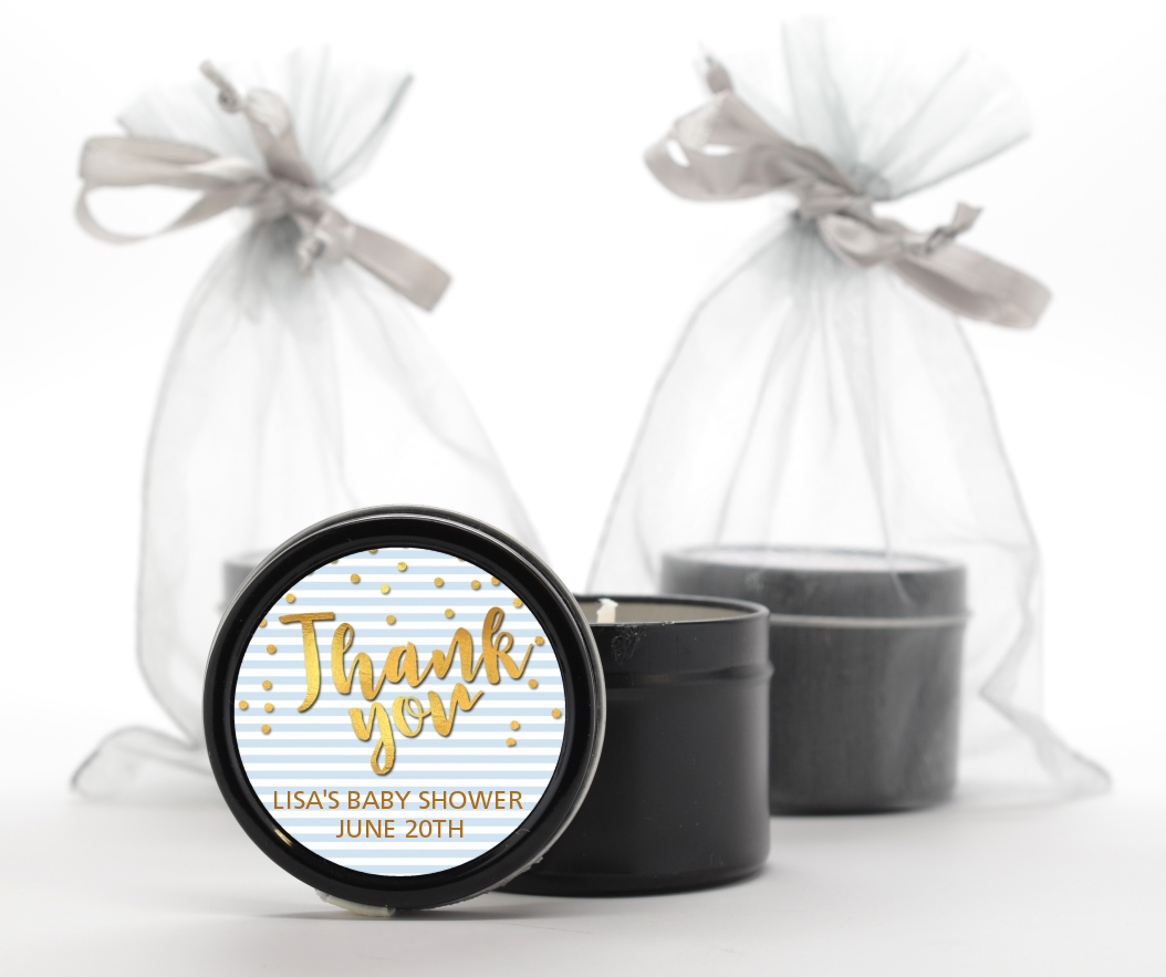  Oh Baby Shower Boy - Baby Shower Black Candle Tin Favors Dots - Baby