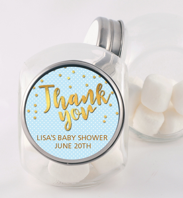  Oh Baby Shower Boy - Personalized Baby Shower Candy Jar Dots - Baby