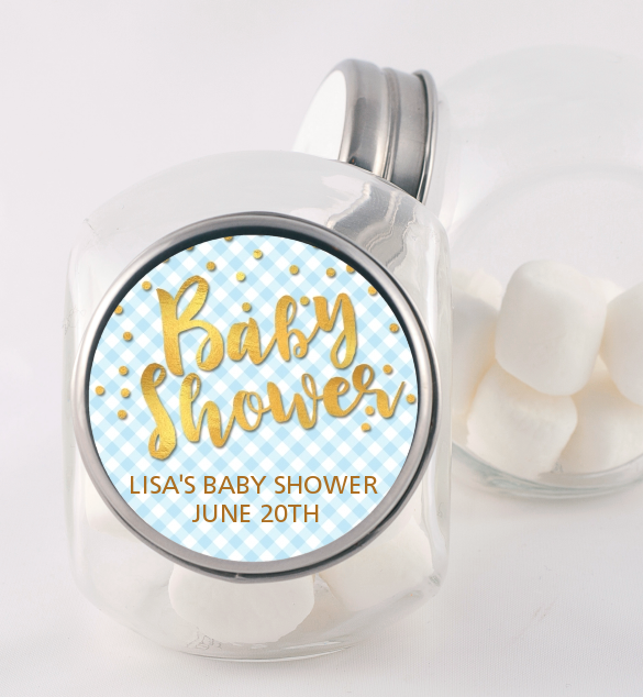  Oh Baby Shower Boy - Personalized Baby Shower Candy Jar Dots - Baby