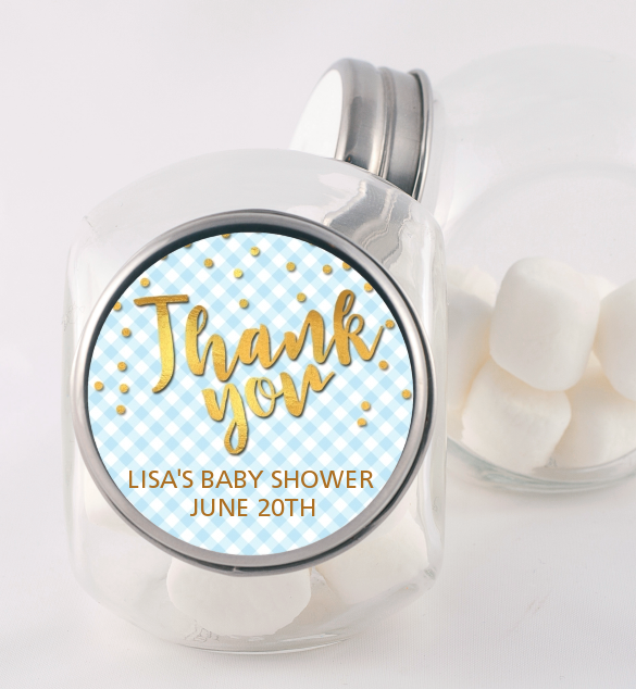  Oh Baby Shower Boy - Personalized Baby Shower Candy Jar Dots - Baby