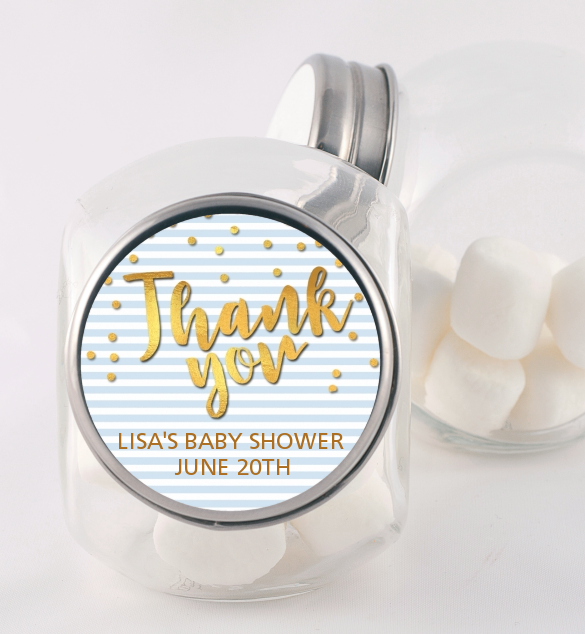 Oh Baby Shower Boy - Personalized Baby Shower Candy Jar Dots - Baby