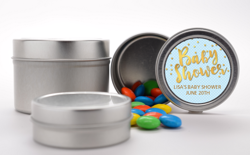  Oh Baby Shower Boy - Custom Baby Shower Favor Tins Dots - Baby