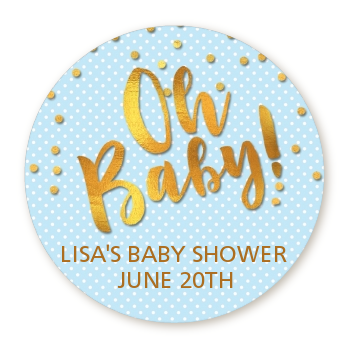  Oh Baby Shower Boy - Round Personalized Baby Shower Sticker Labels Dots - Baby