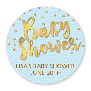  Oh Baby Shower Boy - Round Personalized Baby Shower Sticker Labels Dots - Baby