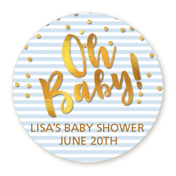  Oh Baby Shower Boy - Round Personalized Baby Shower Sticker Labels Dots - Baby