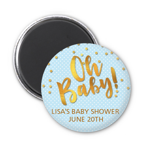  Oh Baby Shower Boy - Personalized Baby Shower Magnet Favors Dots - Baby