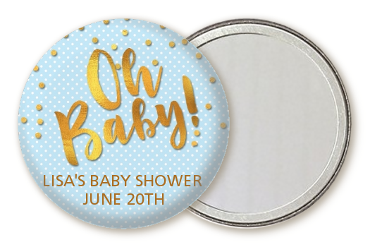  Oh Baby Shower Boy - Personalized Baby Shower Pocket Mirror Favors Dots - Baby