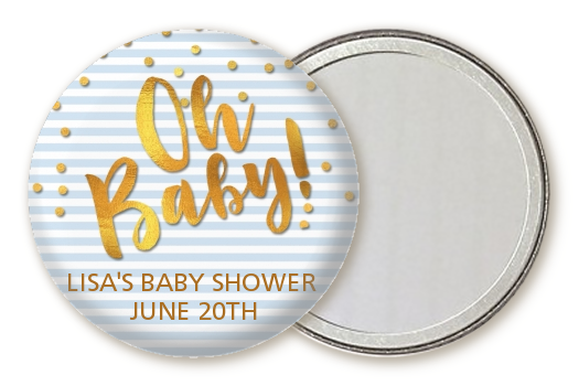  Oh Baby Shower Boy - Personalized Baby Shower Pocket Mirror Favors Dots - Baby