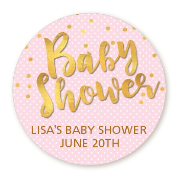  Oh Baby Shower Girl - Round Personalized Baby Shower Sticker Labels Dots - Oh Baby