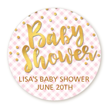  Oh Baby Shower Girl - Round Personalized Baby Shower Sticker Labels Dots - Oh Baby